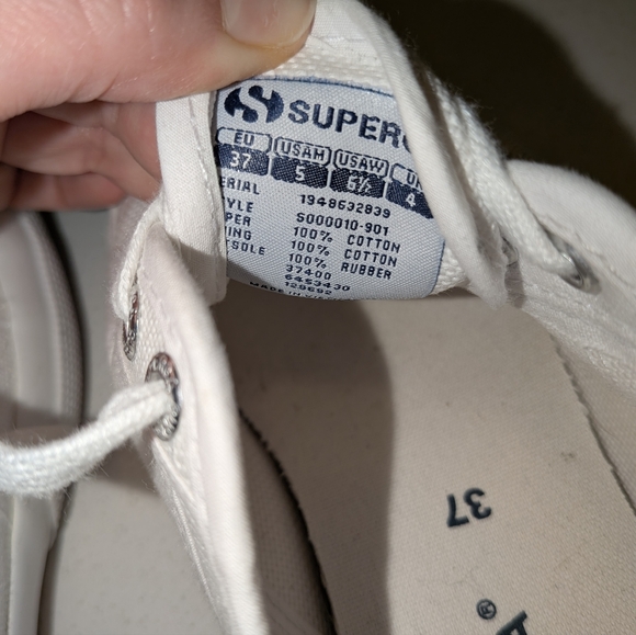 Superga Womens 2750 Sneakers White Size 6.5 EUR Size 37 - Picture 2 of 3